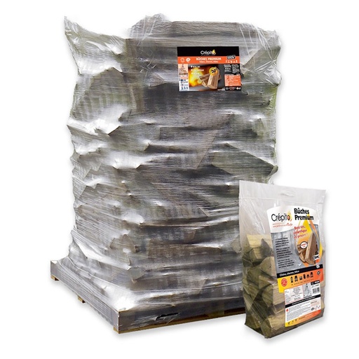 ﻿Crépito bois de chauffage - Bûche Prémium 40cm - Palette 2m3﻿